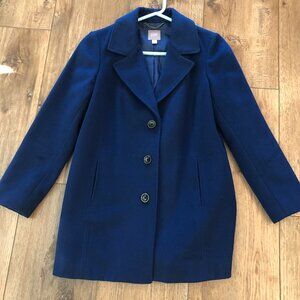 J.JILL Navy Blue Wool Blend Pea Coat, Size XS